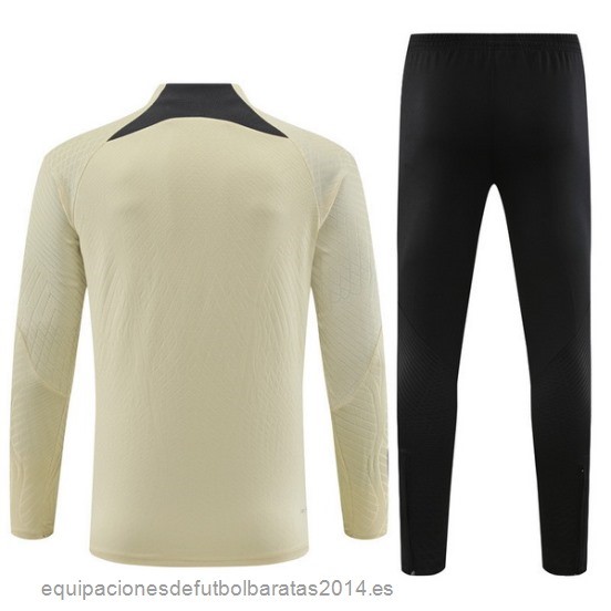 Nuevo Conjunto Completo Sudadera Jugadores Entrenamiento Niños Paris Saint Germain 23/24 Amarillo Negro Baratas